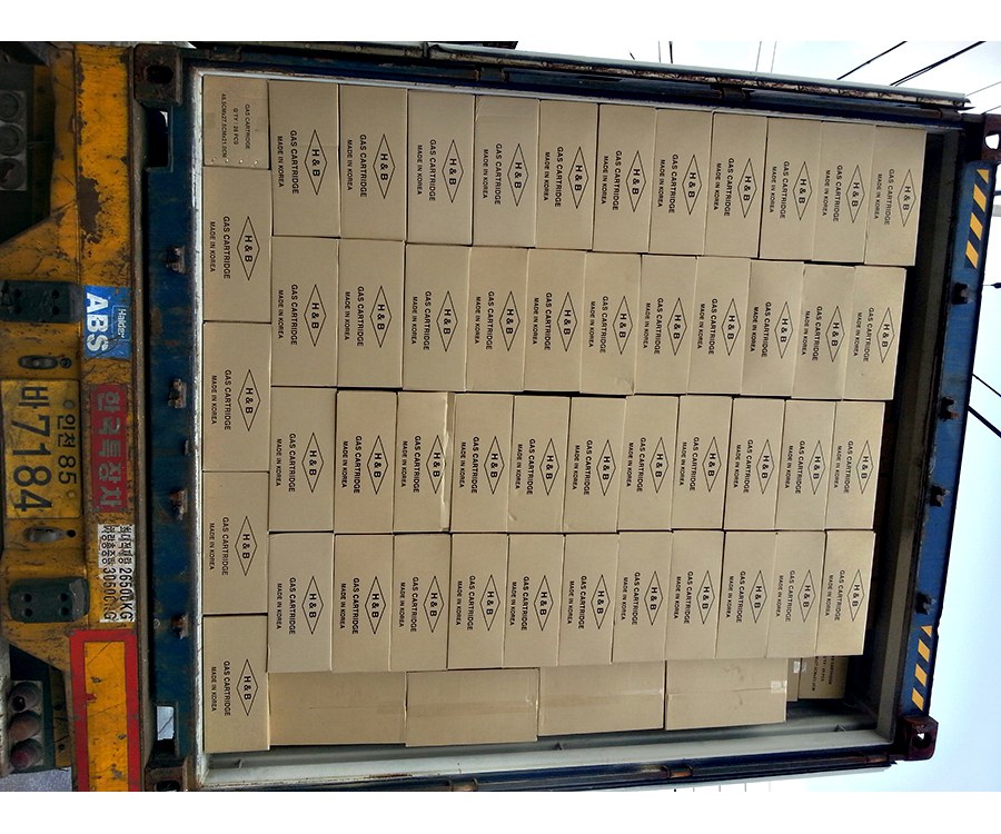 Cartons loaded in a container